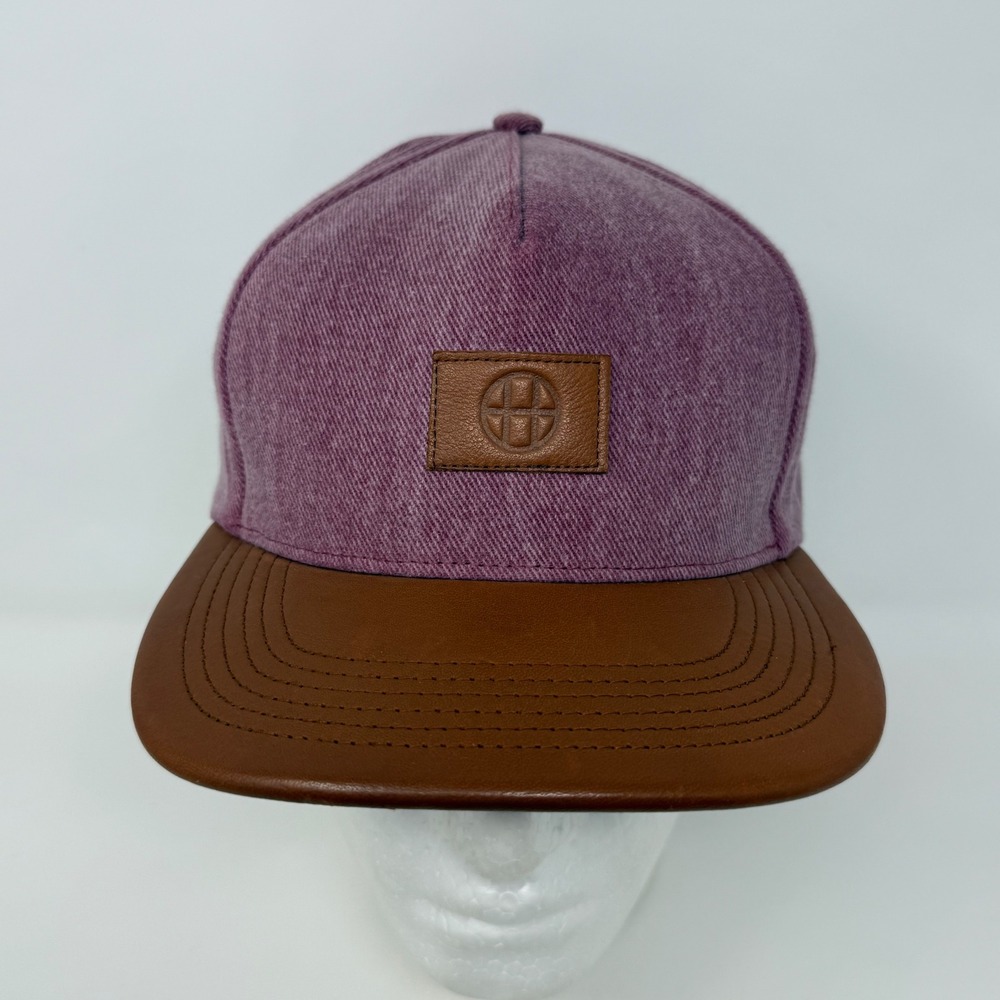 Huf Customade 6 Panel Leather Circle‎ H Strapback Hat Cap Maroon Made in USA